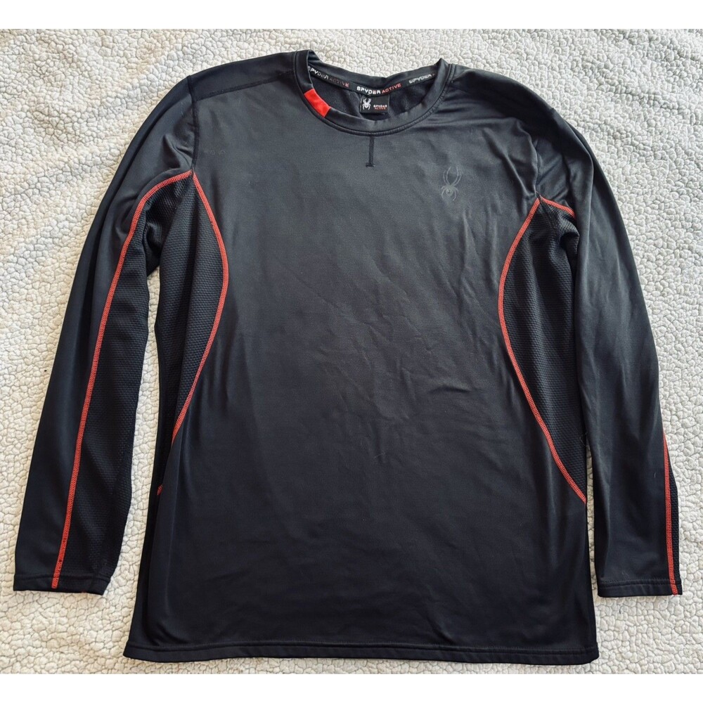 Spyder Active Men’s Large Long-Sleeve Performance Shirt Black Red Mesh